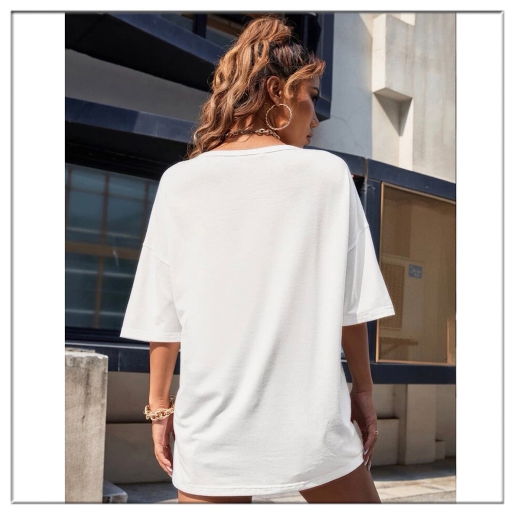 Heart & slogan❣️graphic drop shoulder tee - Picture 3 of 8